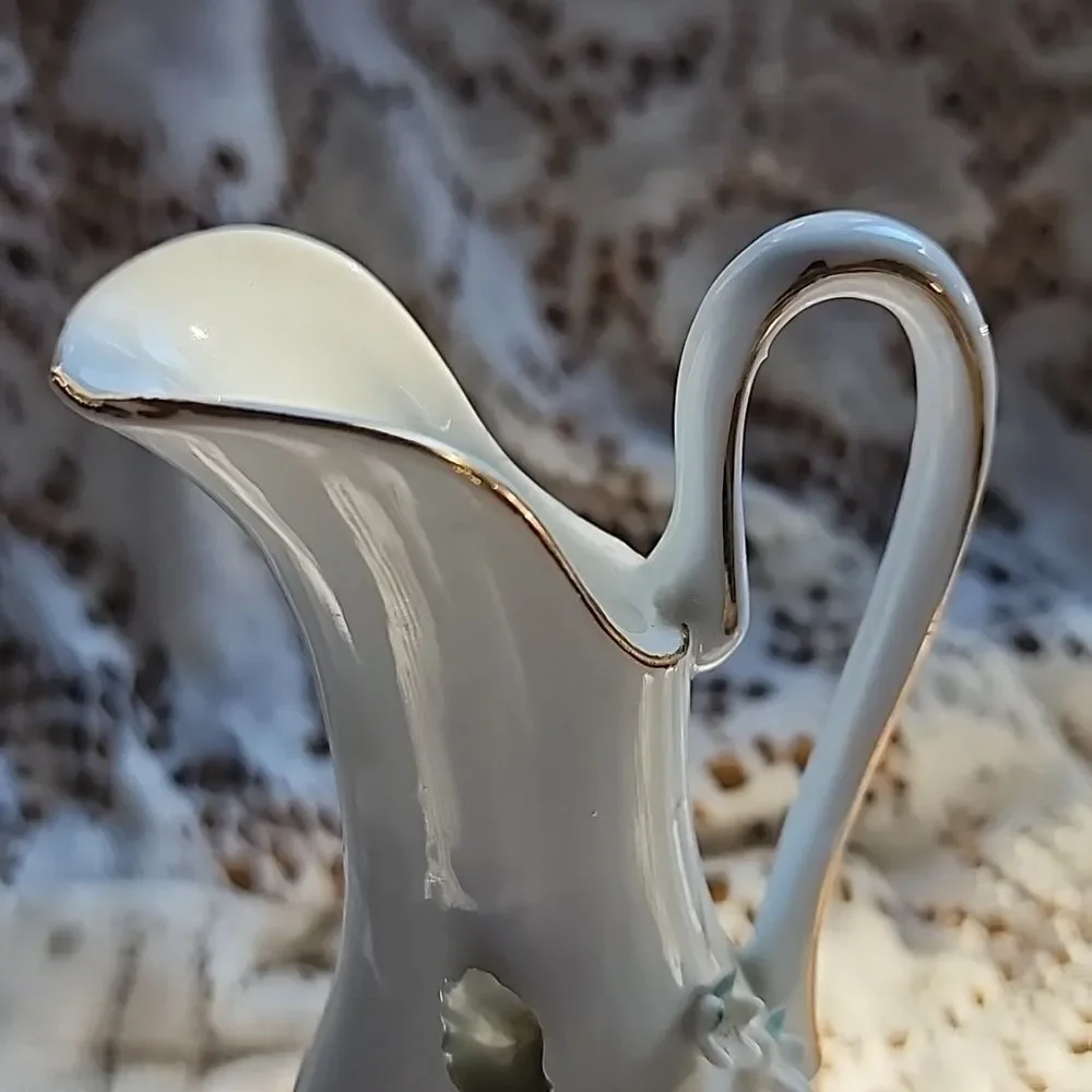 Vintage Porcelain Floral Bud Vase Accented In Gold